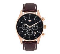 Rhodenwald & Söhne Montre à affichage analogique brun foncé / or rose / noir, Taille One Size