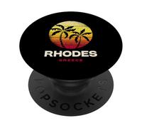 Rhodes Grèce Rétro Coucher de Soleil Palmiers PopSockets PopGrip Adhésif