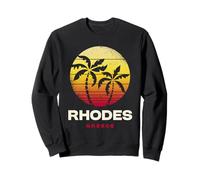 Rhodes Grèce Rétro Coucher de Soleil Palmiers Sweatshirt