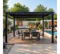 Concept Usine – Pergola bioclimatique Rhodes – lames orientables aluminium – 4 x 3 m – Noir