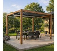 Concept Usine - Pergola bioclimatique Rhodes - Structure lames orientables en aluminium Vert 3x3m