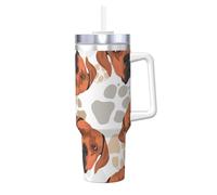 Rhodesian Ridgeback avec amour,Gobelet isotherme Ice Bully de 40 oz avec poignée, couvercle et paille, en acier inoxydable, pour voiture ou café.