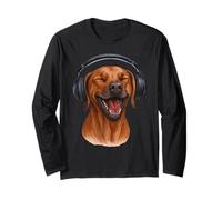 Rhodesian Ridgeback avec écouteurs pour amoureux des chiens chantants Manche Longue