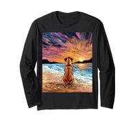 Rhodesian Ridgeback Starry Night Dog at The Beach Illustration Manche Longue