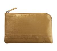 RHODIA 116517C - Pochette Zippée en Simili Cuir - Or - Taille S (11 x 17 cm) - Coutures Véritables - Intérieur Tissu Orange - Rangement Documents, Petites Fournitures