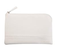 RHODIA 116522C - Pochette Zippée en Simili Cuir - Blanc - Taille S (11 x 17 cm) - Coutures Véritables - Intérieur Tissu Orange - Rangement Documents, Petites Fournitures