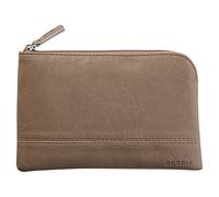 RHODIA 116525C - Pochette Zippée en Simili Cuir - Taupe - Taille S (11 x 17 cm) - Coutures Véritables - Intérieur Tissu Orange - Rangement Documents, Petites Fournitures