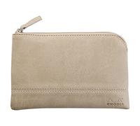 RHODIA 116526C - Pochette Zippée en Simili Cuir - Beige - Taille S (11 x 17 cm) - Coutures Véritables - Intérieur Tissu Orange - Rangement Documents, Petites Fournitures