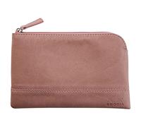 RHODIA 116529C - Pochette Zippée en Simili Cuir - Bois de Rose - Taille S (11 x 17 cm) - Coutures Véritables - Intérieur Tissu Orange - Rangement Documents, Petites Fournitures