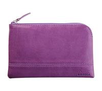 RHODIA 116540C - Pochette Zippée en Simili Cuir - Violet - Taille S (11 x 17 cm) - Coutures Véritables - Intérieur Tissu Orange - Rangement Documents, Petites Fournitures