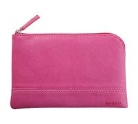 RHODIA 116542C - Pochette Zippée en Simili Cuir - Fuchsia - Taille S (11 x 17 cm) - Coutures Véritables - Intérieur Tissu Orange - Rangement Documents, Petites Fournitures
