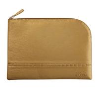 RHODIA 116617C - Pochette Zippée en Simili Cuir - Or - Taille M (16 x 22 cm) - Coutures Véritables - Intérieur Tissu Orange - Rangement Documents, Petites Fournitures