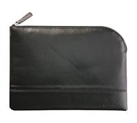 RHODIA 116623C - Pochette Zippée en Simili Cuir - Noir - Taille M (16 x 22 cm) - Coutures Véritables - Intérieur Tissu Orange - Rangement Documents, Petites Fournitures