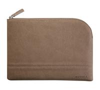 RHODIA 116625C - Pochette Zippée en Simili Cuir - Taupe - Taille M (16 x 22 cm) - Coutures Véritables - Intérieur Tissu Orange - Rangement Documents, Petites Fournitures