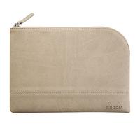 RHODIA 116626C - Pochette Zippée en Simili Cuir - Beige - Taille M (16 x 22 cm) - Coutures Véritables - Intérieur Tissu Orange - Rangement Documents, Petites Fournitures
