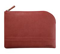 RHODIA 116628C - Pochette Zippée en Simili Cuir - Nacarat - Taille M (16 x 22 cm) - Coutures Véritables - Intérieur Tissu Orange - Rangement Documents, Petites Fournitures