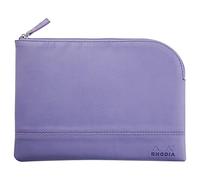 RHODIA 116639C - Pochette Zippée en Simili Cuir - Iris - Taille M (16 x 22 cm) - Coutures Véritables - Intérieur Tissu Orange - Rangement Documents, Petites Fournitures