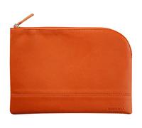 RHODIA 116646C - Pochette Zippée en Simili Cuir - Tangerine - Taille M (16 x 22 cm) - Coutures Véritables - Intérieur Tissu Orange - Rangement Documents, Petites Fournitures
