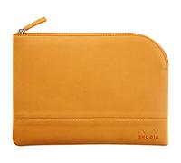 RHODIA 116647C - Pochette Zippée en Simili Cuir - Orange - Taille M (16 x 22 cm) - Coutures Véritables - Intérieur Tissu Orange - Rangement Documents, Petites Fournitures