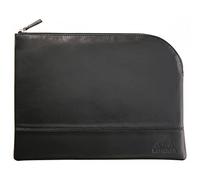 RHODIA 116723C - Pochette Zippée en Simili Cuir - Noir - Taille L (21 x 28 cm) - Coutures Véritables - Intérieur Tissu Orange - Rangement Documents, Petites Fournitures