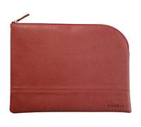 RHODIA 116728C - Pochette Zippée en Simili Cuir - Nacarat - Taille L (21 x 28 cm) - Coutures Véritables - Intérieur Tissu Orange - Rangement Documents, Petites Fournitures