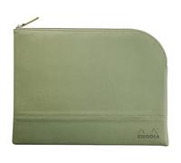 RHODIA 116732C - Pochette Zippée en Simili Cuir - Sauge - Taille L (21 x 28 cm) - Coutures Véritables - Intérieur Tissu Orange - Rangement Documents, Petites Fournitures