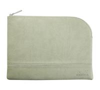 RHODIA 116733C - Pochette Zippée en Simili Cuir - Céladon - Taille L (21 x 28 cm) - Coutures Véritables - Intérieur Tissu Orange - Rangement Documents, Petites Fournitures