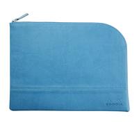 RHODIA 116736C - Pochette Zippée en Simili Cuir - Turquoise - Taille L (21 x 28 cm) - Coutures Véritables - Intérieur Tissu Orange - Rangement Documents, Petites Fournitures