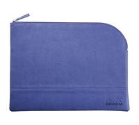 RHODIA 116738C - Pochette Zippée en Simili Cuir - Saphir - Taille L (21 x 28 cm) - Coutures Véritables - Intérieur Tissu Orange - Rangement Documents, Petites Fournitures