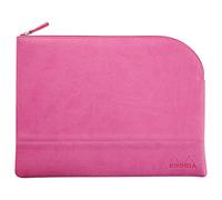 RHODIA 116742C - Pochette Zippée en Simili Cuir - Fuchsia - Taille L (21 x 28 cm) - Coutures Véritables - Intérieur Tissu Orange - Rangement Documents, Petites Fournitures