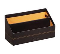 Rhodia Porte-courrier 118846C Noir simili cuir 25x10x14 cm - piqûres sellier orange