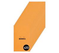 RHODIA 119158Cpack - Un lot de 20 Carnets Piqués Orange - 7,5 x12 cm - Petits Carreaux - 48 pages - Papier Clairefontaine Blanc 80 g/m² - Couverture en Carte Enduite Souple, Résistante et Imperméable