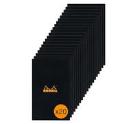 RHODIA 119159Cpack - Un lot de 20 Carnets Piqués Black - 7,5 x12 cm - Petits Carreaux - 48 pages - Papier Clairefontaine Blanc 80 g/m² - Couverture en Carte Enduite Souple, Résistante et Imperméable