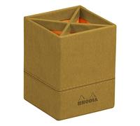 RHODIA 194522C - Pot à Crayons Or - 8 x 8 x 11 cm - Piqûres Sellier Orange - Extérieur Simili Cuir-Collection Home Office rama - Organisation de Bureau & Rangement Design