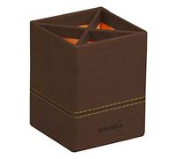 Rhodia Pot À Crayons Bronze - 8 X 8 X 11 Cm - Piqûres Sellier Orange