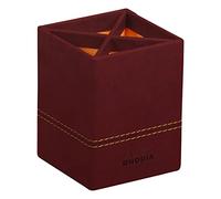 RHODIA 194526C - Pot à Crayons Lie de Vin - 8 x 8 x 11 cm - Piqûres Sellier Orange - Extérieur Simili Cuir-Collection Home Office rama - Organisation de Bureau & Rangement Design