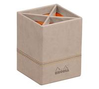 RHODIA 194529C - Pot à Crayons Touche de Rose - 8 x 8 x 11 cm - Piqûres Sellier Orange - Extérieur Simili Cuir-Collection Home Office rama - Organisation de Bureau & Rangement Design