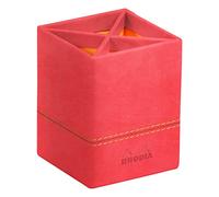 RHODIA 194537C - Pot à Crayons Corail - 8 x 8 x 11 cm - Piqûres Sellier Orange - Extérieur Simili Cuir-Collection Home Office rama - Organisation de Bureau & Rangement Design