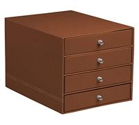 RHODIA 194569C - Trieur 4 Tiroirs Cuivre - 24,8 x 32,7 x 22,8 cm - Piqûres Sellier Orange - Extérieur Simili Cuir-Collection Home Office rama - Organisation de Bureau & Rangement Design