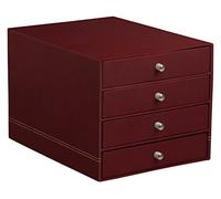 RHODIA 194572C - Trieur 4 Tiroirs Lie de Vin - 24,8 x 32,7 x 22,8 cm - Piqûres Sellier Orange - Extérieur Simili Cuir-Collection Home Office rama - Organisation de Bureau & Rangement Design