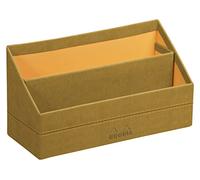 RHODIA 194599C - Porte-Courrier Or - 25 x 10 x 14 cm - Piqûres Sellier Orange - Extérieur Simili Cuir-Collection Home Office rama - Organisation de Bureau & Rangement Design