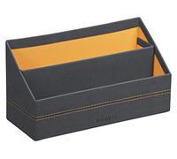 RHODIA 194602C - Porte-Courrier Titane - 25 x 10 x 14 cm - Piqûres Sellier Orange - Extérieur Simili Cuir-Collection Home Office rama - Organisation de Bureau & Rangement Design