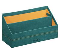 Rhodia Porte-courrier Paon 194610C – 25×10×14 cm – Simili cuir, piqûres sellier orange