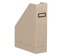 RHODIA 318835C - Porte-Revues Beige -10 x 25 x 31 cm - Piqûres Sellier Orange - Extérieur Simili Cuir - Collection Home Office rama - Organisation de Bureau & Rangement Design