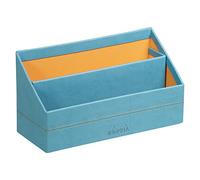 RHODIA 318847C - Porte-Courrier Turquoise - 25 x 10 x 14 cm - Piqûres Sellier Orange - Extérieur Simili Cuir - Collection Home Office rama - Organisation de Bureau & Rangement Design