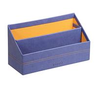 Rhodia Porte-courrier 318848C Saphir – Simili cuir, 25 x 10 x 14 cm, piqûres sellier orange