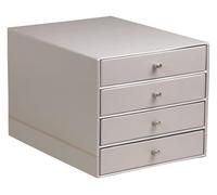 RHODIA 318861C - Trieur 4 Tiroirs Argent - 24,8 x 32,7 x 22,8 cm - Piqûres Sellier Orange - Extérieur Simili Cuir - Collection Home Office rama - Organisation de Bureau & Rangement Design