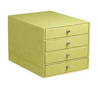 RHODIA 318866C - Trieur 4 Tiroirs Anis - 24,8 x 32,7 x 22,8 cm - Piqûres Sellier Orange - Extérieur Simili Cuir - Collection Home Office rama - Organisation de Bureau & Rangement Design