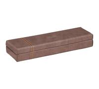 Rhodia Plumier 318873C Chocolat simili cuir 21×5,5×3 cm piqûres sellier orange