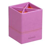 RHODIA 318911C - Pot à Crayons Lilas - 8 x 8 x 11 cm - Piqûres Sellier Orange - Extérieur Simili Cuir - Collection Home Office rama - Organisation de Bureau & Rangement Design
